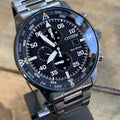 Citizen Sports Eco Drive Black Dial Black Steel Strap Watch For Men - CA0695-84E