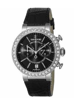  Shop Authentic Swarovski Citra Sphere Chronograph Black Dial Black Leather Strap Watch for Women - 5027131 - Luxxuri