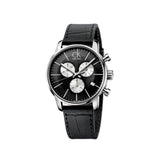  Shop Authentic Calvin Klein City Chronograph Black Dial Black Leather Strap Watch for Men - K2G271CX - Luxxuri