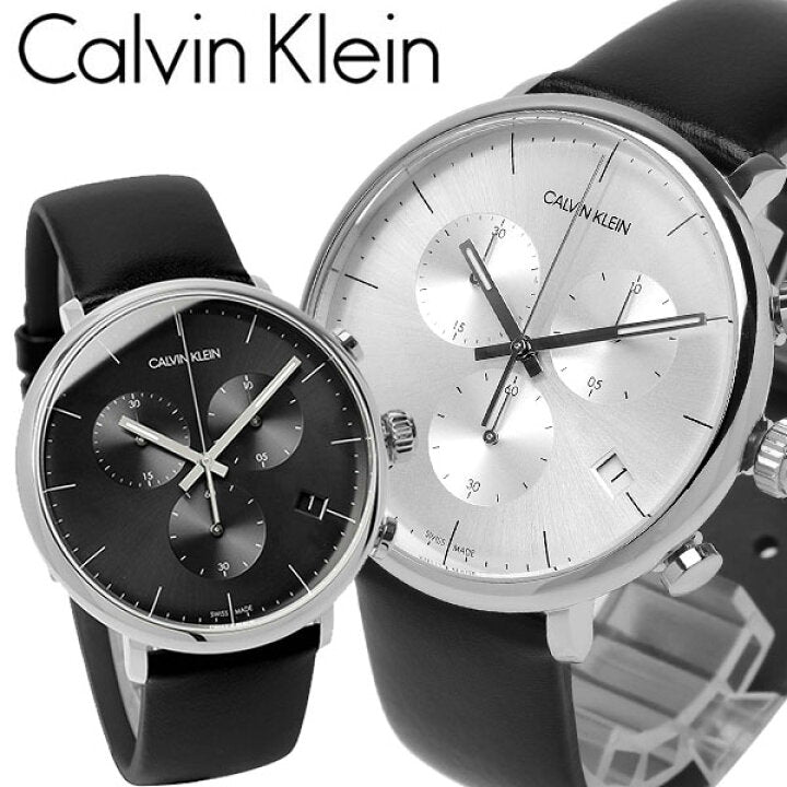  Shop Authentic Calvin Klein High Noon Chronograph White Dial Black Leather Strap Watch for Men - K8M271C6 - Luxxuri