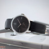  Shop Authentic Calvin Klein Accent Black Dial Black Leather Strap Watch for Women - K2Y231C3 - Luxxuri