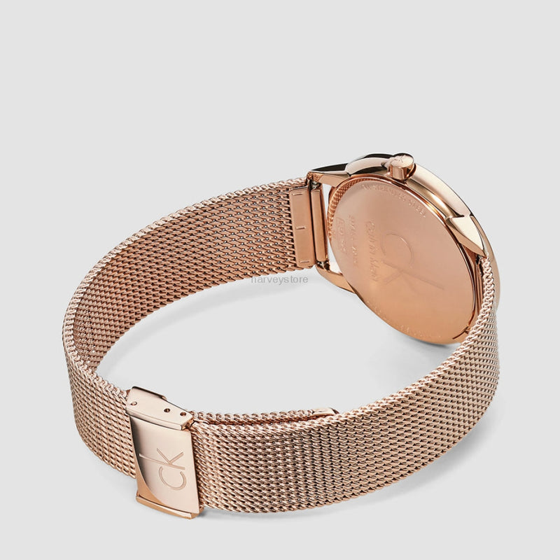  Shop Authentic Calvin Klein Minimal White Dial Rose Gold Mesh Bracelet Watch for Women - K3M22626 - Luxxuri