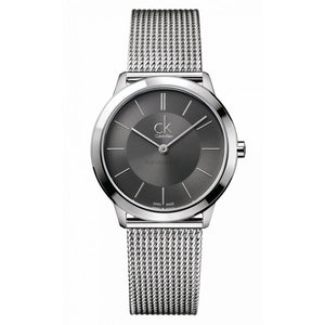  Shop Authentic Calvin Klein Minimal Grey Dial Silver Mesh Bracelet Watch for Men - K3M22124 - Luxxuri
