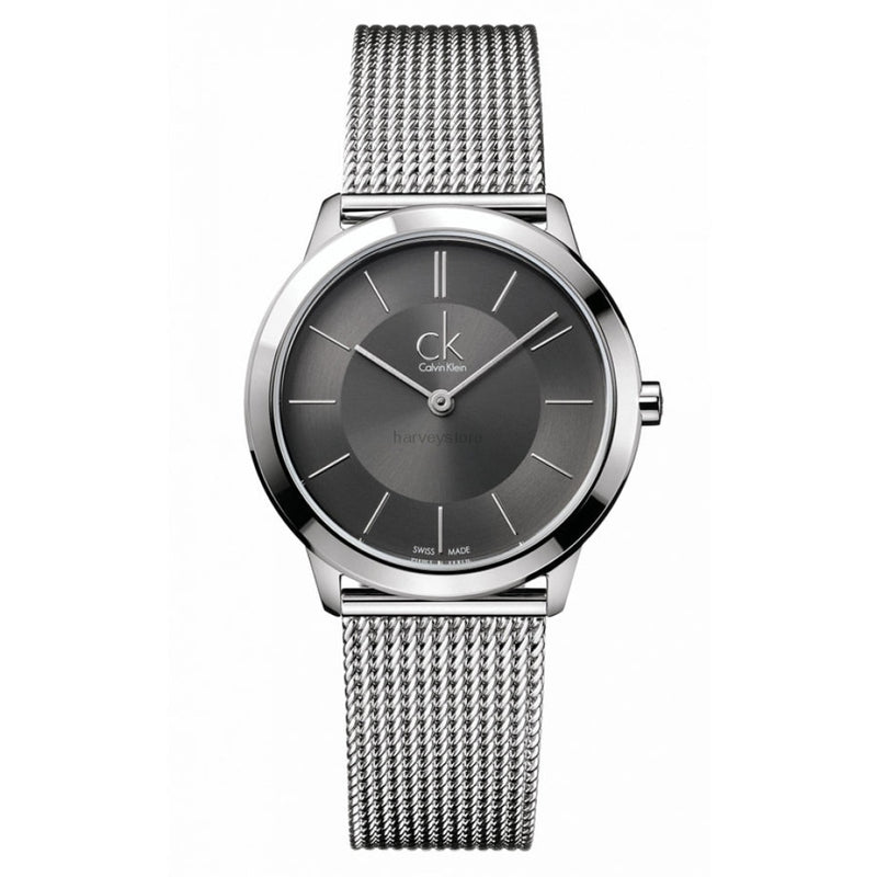  Shop Authentic Calvin Klein Minimal Black Dial Silver Mesh Bracelet Watch for Women - K3M22123 - Luxxuri