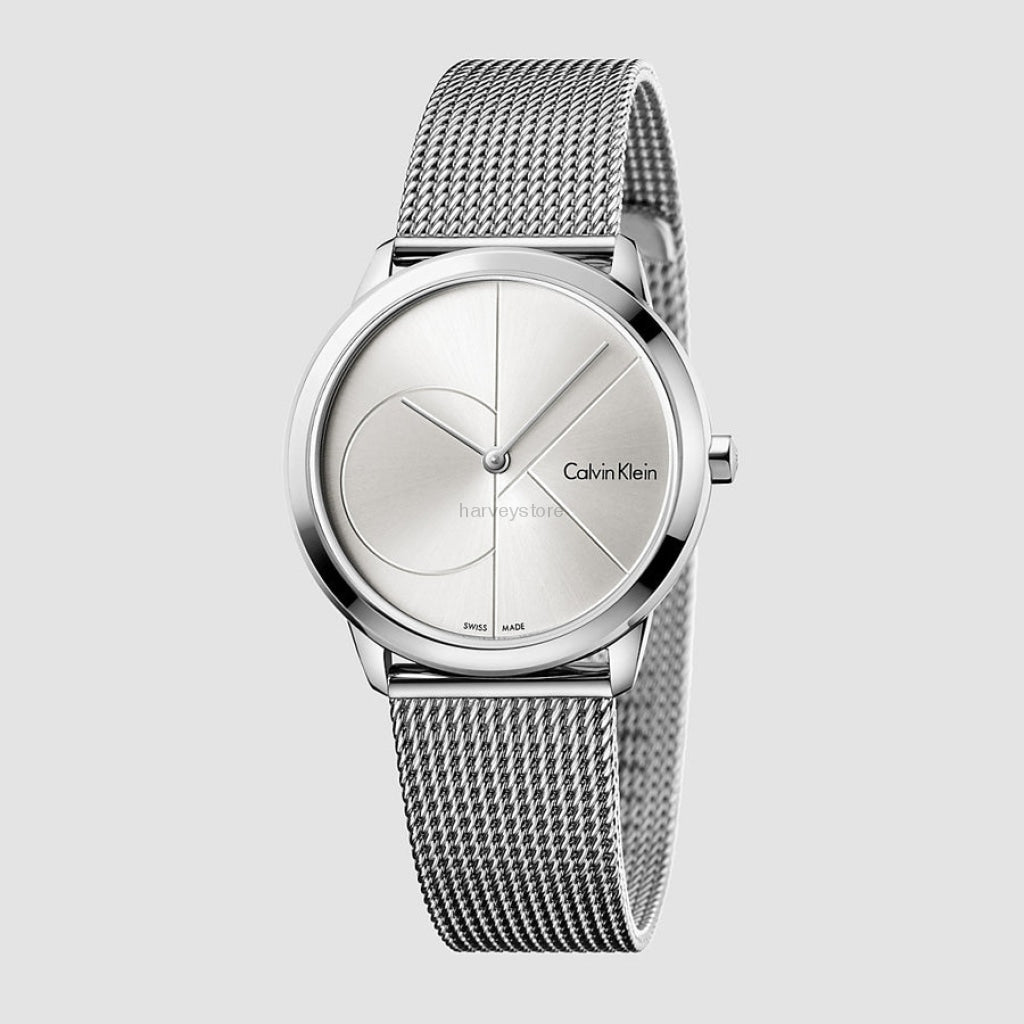  Shop Authentic Calvin Klein Minimal Silver Dial Silver Mesh Bracelet Watch for Women - K3M2212Z - Luxxuri