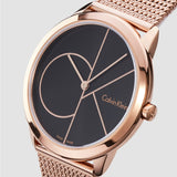  Shop Authentic Calvin Klein Minimal Black Dial Rose Gold Mesh Bracelet Watch for Men - K3M22621 - Luxxuri