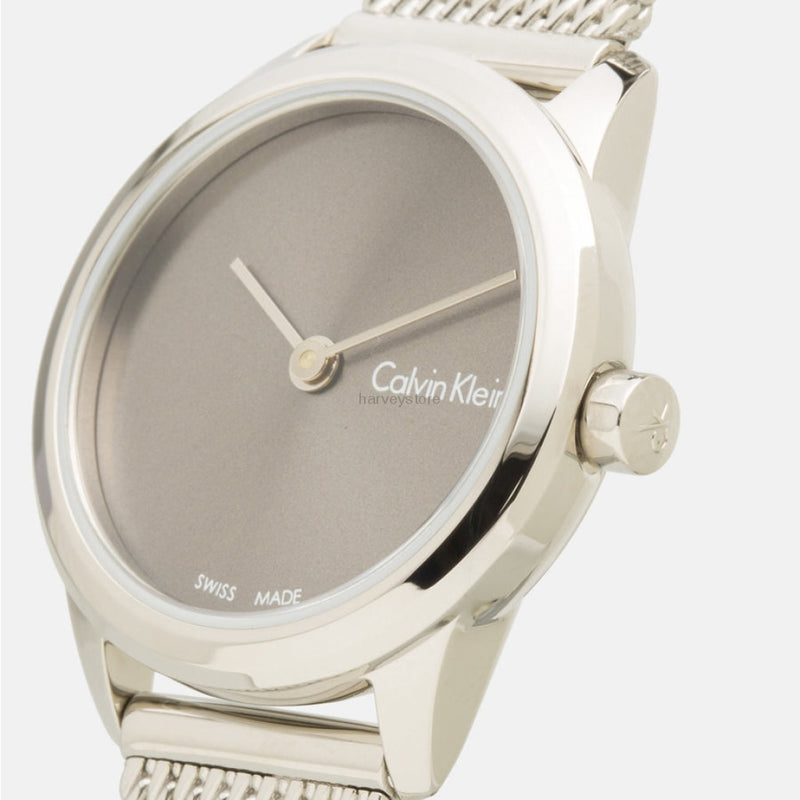 Shop Authentic Calvin Klein Minimal Grey Dial Silver Mesh Bracelet Watch for Women - K3M231Y3 - Luxxuri