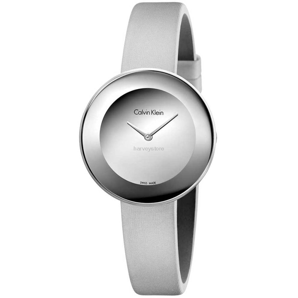 Shop Authentic Calvin Klein Chic Silver Dial White Leather Strap Watch for Women - K7N23UP8 - Luxxuri