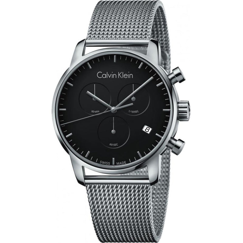  Shop Authentic Calvin Klein City Chronograph Black Dial Silver Mesh Bracelet Watch for Men - K2G27121 - Luxxuri