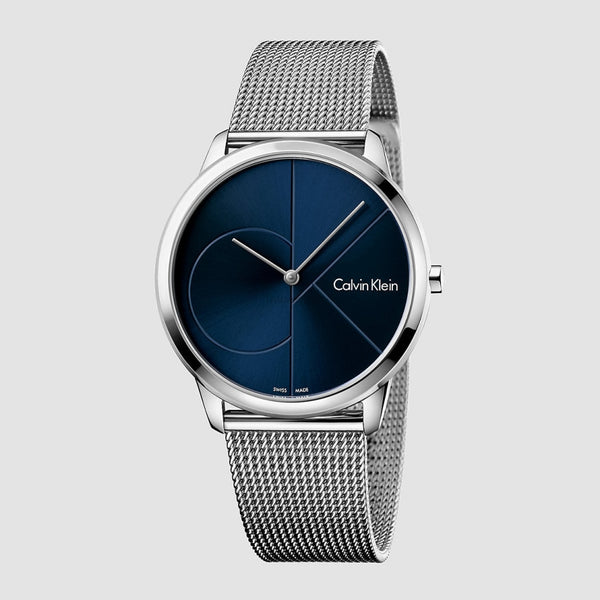  Shop Authentic Calvin Klein Minimal Blue Dial Silver Mesh Bracelet Watch for Men - K3M2112N - Luxxuri