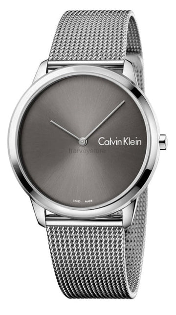  Shop Authentic Calvin Klein Minimal Grey Dial Silver Mesh Bracelet Watch for Men - K3M211Y3 - Luxxuri