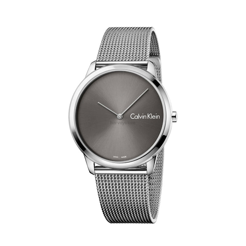  Shop Authentic Calvin Klein Minimal Grey Dial Silver Mesh Bracelet Watch for Men - K3M211Y3 - Luxxuri
