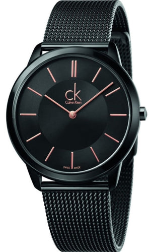  Shop Authentic Calvin Klein Minimal Black Dial Black Mesh Bracelet Watch for Men - K3M21421 - Luxxuri