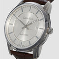  Shop Authentic Calvin Klein Infinity Silver Dial Brown Leather Strap Watch for Men - K5S341G6 - Luxxuri