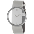  Shop Authentic Calvin Klein Glam Transparent Silver Dial Grey Leather Strap Watch for Women - K9423193 - Luxxuri