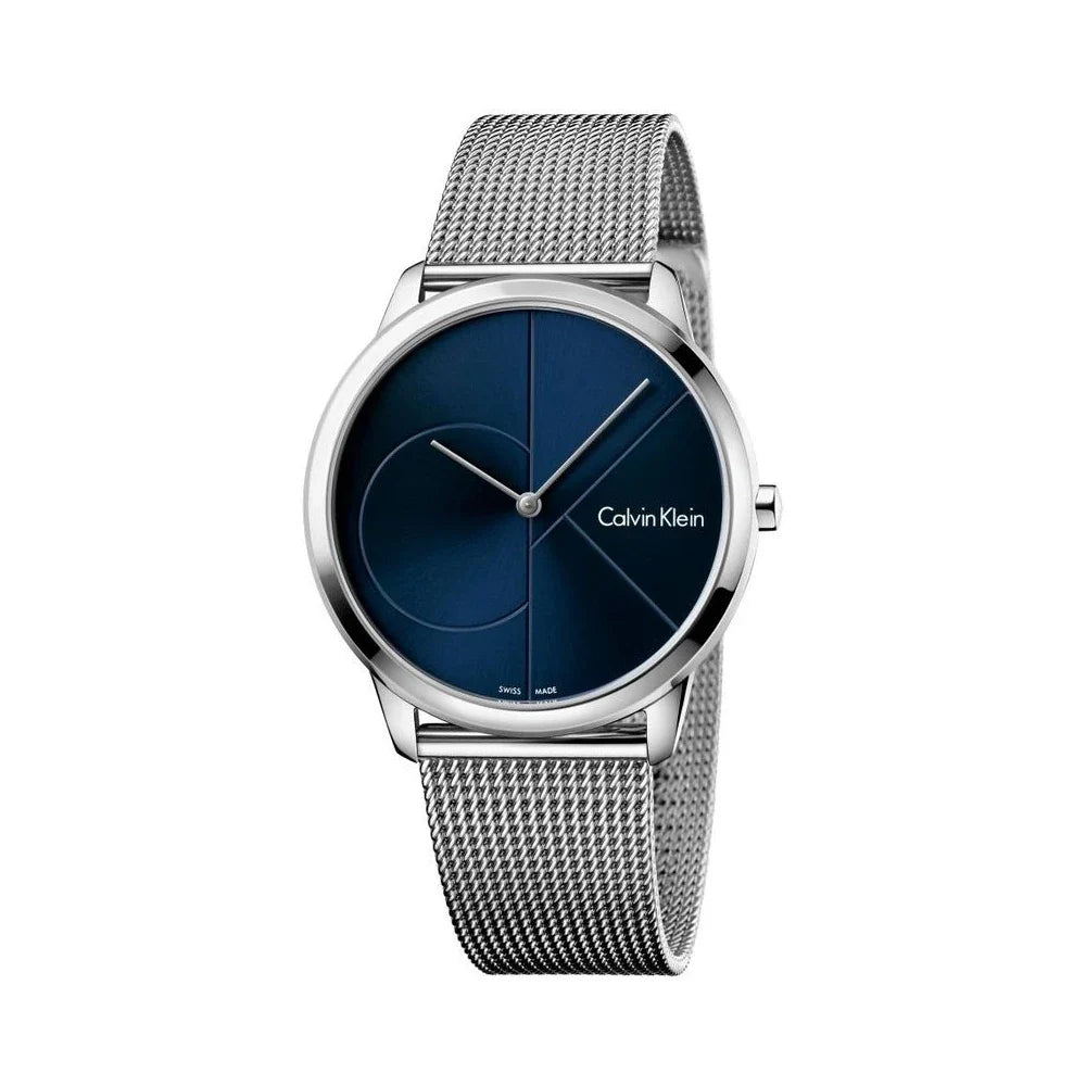  Shop Authentic Calvin Klein Minimal Blue Dial Silver Mesh Bracelet Watch for Men - K3M2112N - Luxxuri