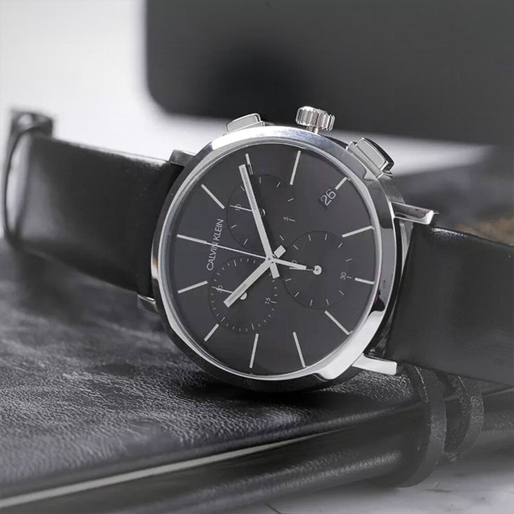  Shop Authentic Calvin Klein Posh Black Dial Black Leather Strap Watch for Men - K8Q371C1 - Luxxuri