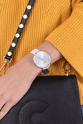  Shop Authentic Calvin Klein Full Moon White Dial White Leather Strap Watch for Women - K8Y231L6 - Luxxuri