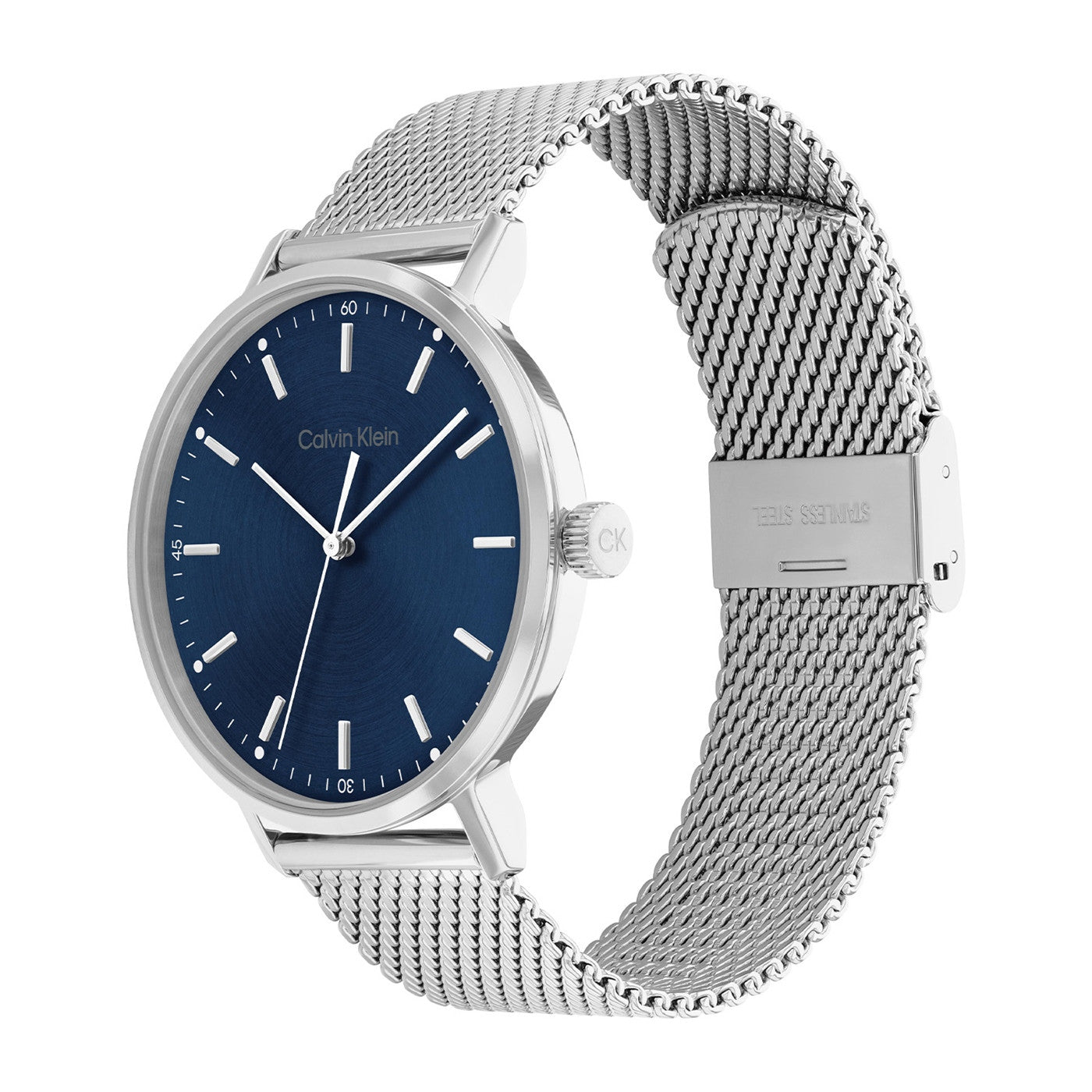 Shop Authentic Calvin Klein High Noon Quartz Blue Dial Silver Mesh Bracelet Watch for Men - K8M2112N - Luxxuri