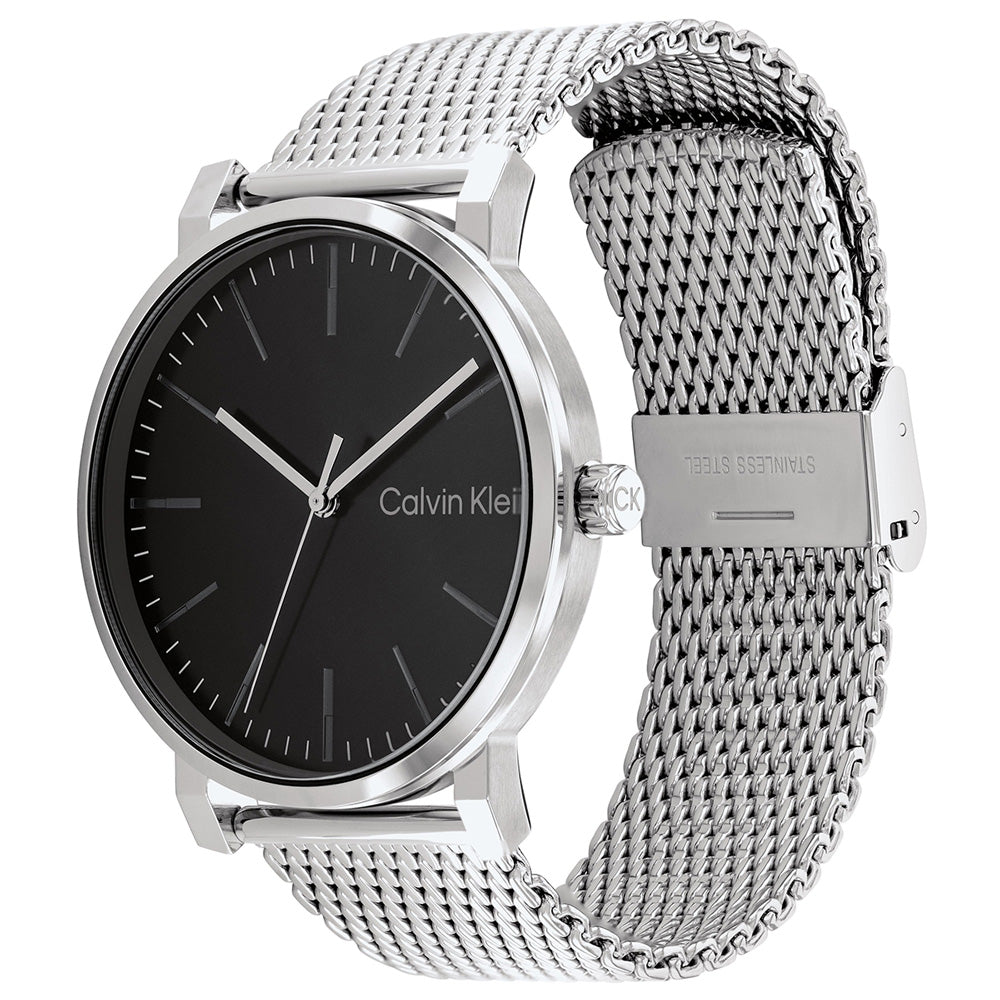  Shop Authentic Calvin Klein Surround Black Dial Silver Mesh Bracelet Watch for Men - K3W21121 - Luxxuri