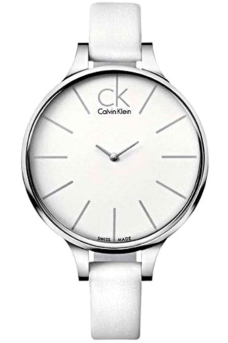  Shop Authentic Calvin Klein Equal White Dial White Leather Strap Watch for Women - K3E231L6 - Luxxuri