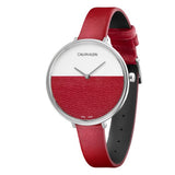  Shop Authentic Calvin Klein Rise Yellow Red Dial Red Leather Strap Watch for Women - K7A231UP - Luxxuri