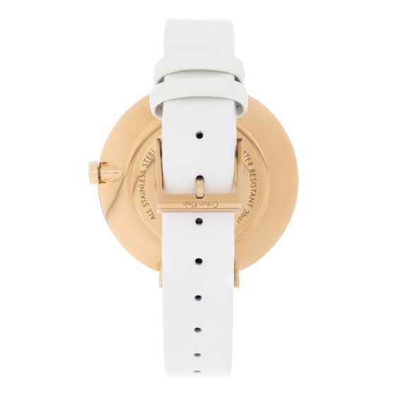  Shop Authentic Calvin Klein Rise White Dial White Leather Strap Watch for Women - K7A236LH - Luxxuri