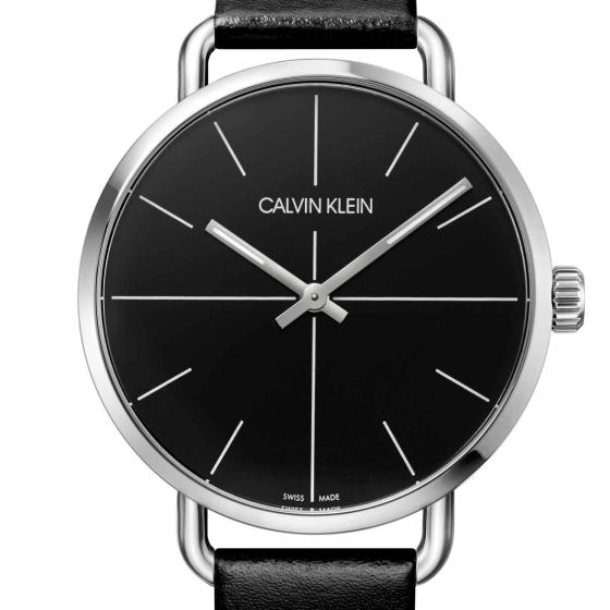  Shop Authentic Calvin Klein Evan Black Dial Black Leather Strap Watch for Men - K7B211CZ - Luxxuri