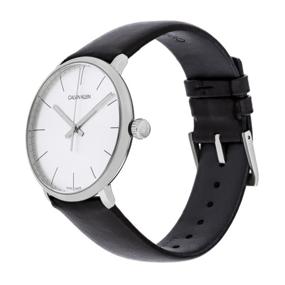  Shop Authentic Calvin Klein High Noon Quartz White Dial Black Leather Strap Watch for Men - K8M211C6 - Luxxuri