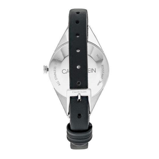  Shop Authentic Calvin Klein Rebel Black Grey Dial Black Leather Strap Watch for Women - K8P231C1 - Luxxuri