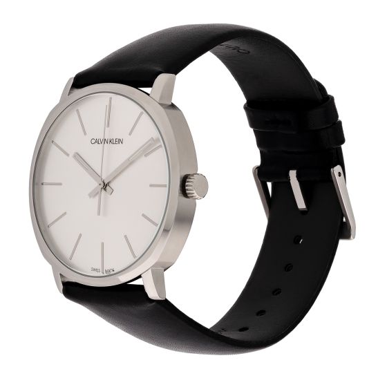  Shop Authentic Calvin Klein Posh Silver Dial Black Leather Strap Watch for Men - K8Q311C6 - Luxxuri