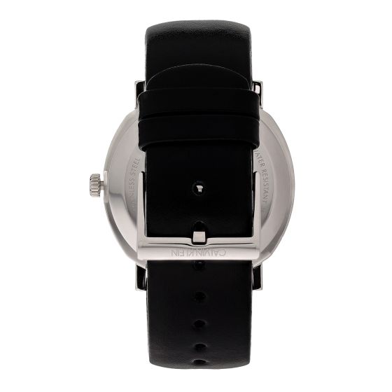  Shop Authentic Calvin Klein Posh Silver Dial Black Leather Strap Watch for Men - K8Q311C6 - Luxxuri