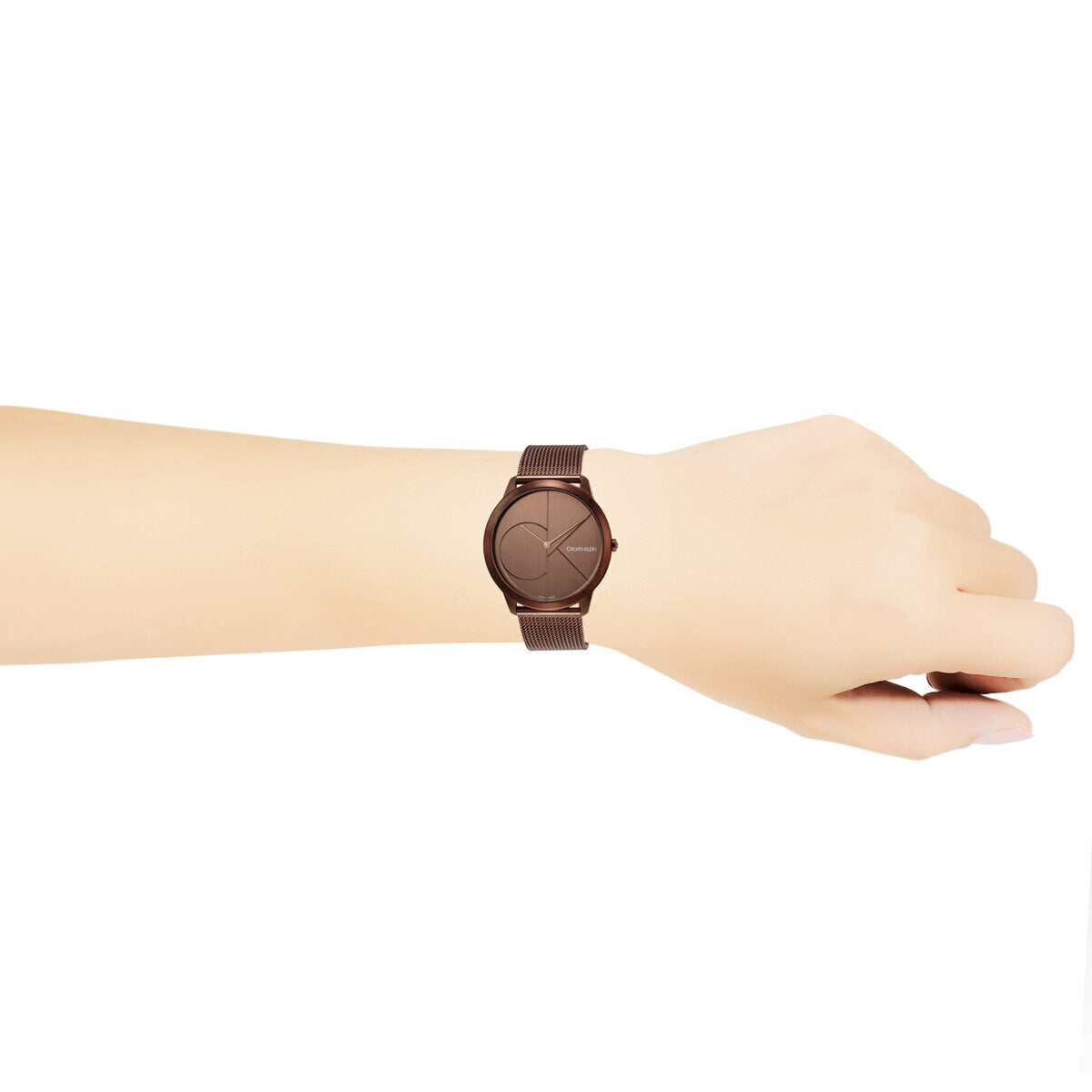 Shop Authentic Calvin Klein Minimal Quartz Pink Gold Dial Pink Gold Mesh Bracelet Watch for Men - K3M11TFK - Luxxuri