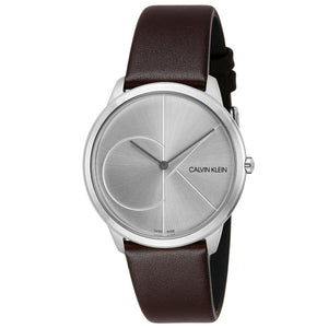  Shop Authentic Calvin Klein Minimal Silver Dial Brown Leather Strap Watch for Men - K3M211G6 - Luxxuri