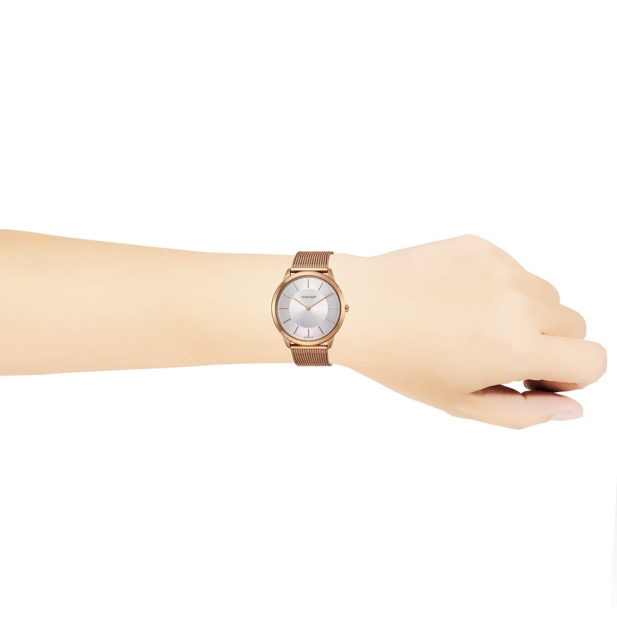  Shop Authentic Calvin Klein Minimal White Dial Rose Gold Mesh Bracelet Watch for Men - K3M21626 - Luxxuri