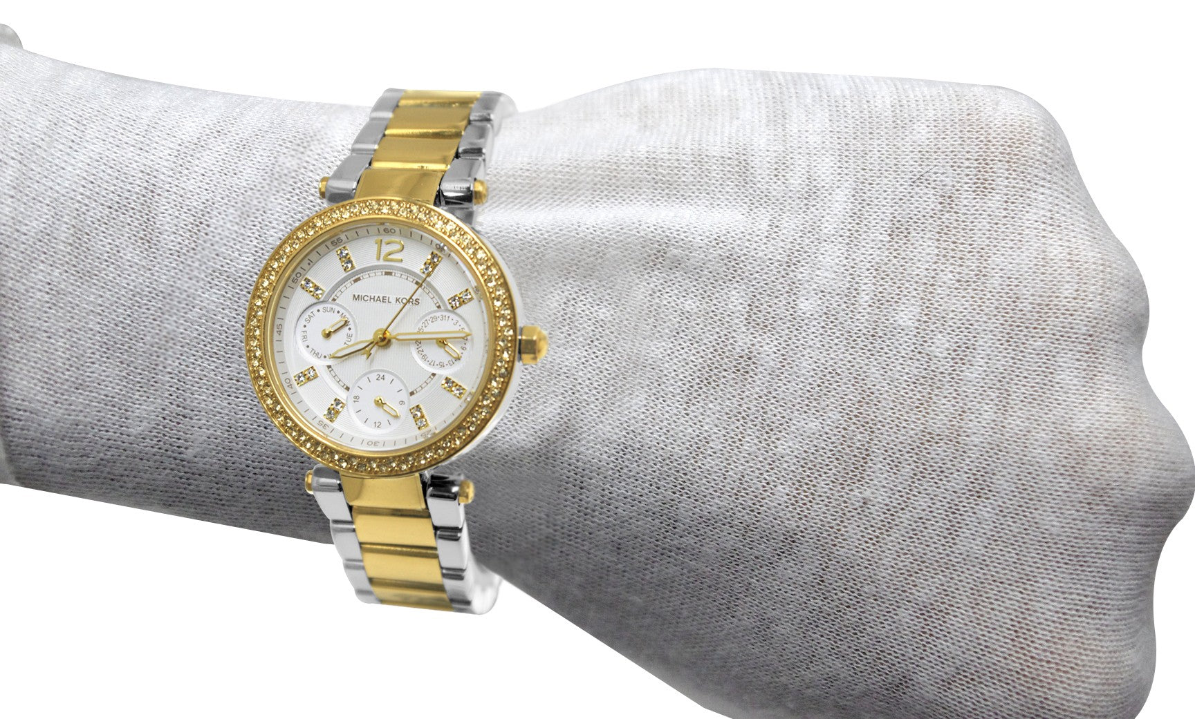  Shop Authentic Michael Kors Parker White Dial Two Tone Steel Strap Watch for Women - MK6055 - Luxxuri