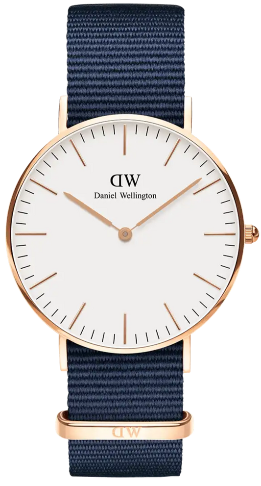  Shop Authentic Daniel Wellington Classic Bayswater White Dial Navy Blue NATO Strap Watch For Women - DW00100279 - Luxxuri