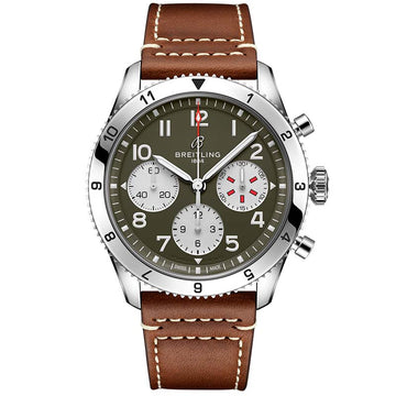  Shop Authentic Breitling Avi Chronograph 42 Curtiss Warhawk Green Dial Brown Leather Strap Watch for Men - A233802A1L1X1 - Luxxuri