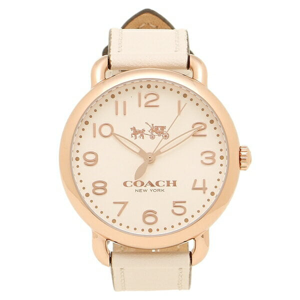Coach Delancey White Dial White Leather Strap Watch for Women - 14502716