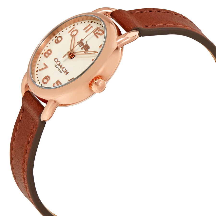 Coach Delancey Cream Dial Brown Leather Strap Watch For Women - 14502751