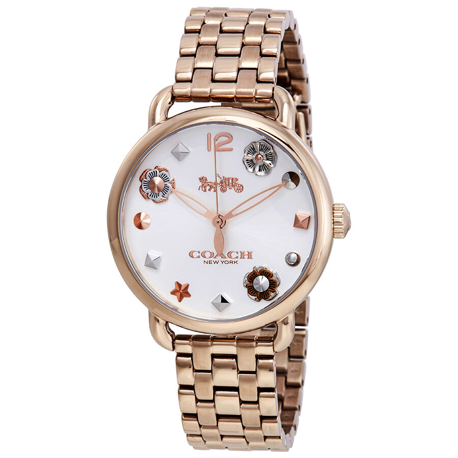 Coach Delancey White Dial Rose Gold Steel Strap Watch for Women - 14502811