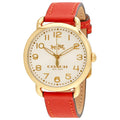 Coach Delancey Ivory Dial Orange Leather Strap Watch for Women - 14502719