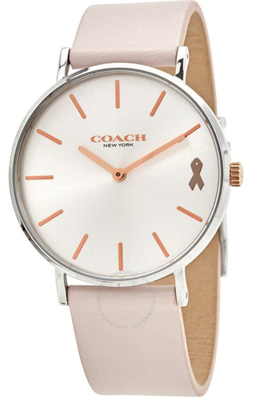 Coach Perry White Dial Pink Leather Strap Watch for Women - 14503128