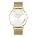 Coach Perry White Dial Gold Mesh Bracelet Watch for Women - 14503125