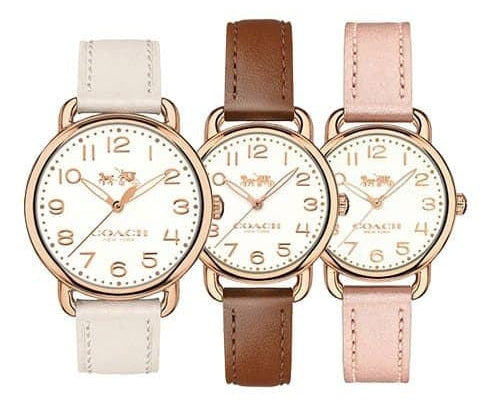Coach Delancey Cream Dial Brown Leather Strap Watch For Women - 14502751