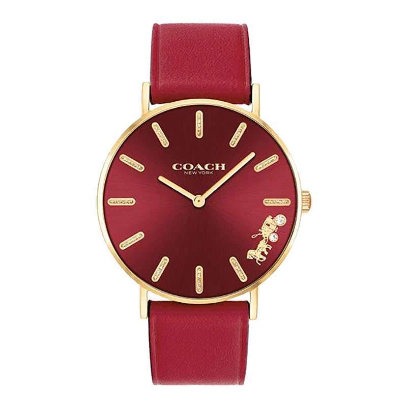 Coach Perry Red Dial Red Leather Strap Watch for Women - 14503852