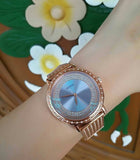  Shop Authentic Guess Willow Crystal Blue Dial Rose Gold Mesh Bracelet Watch For Women - W0836L1 - Luxxuri