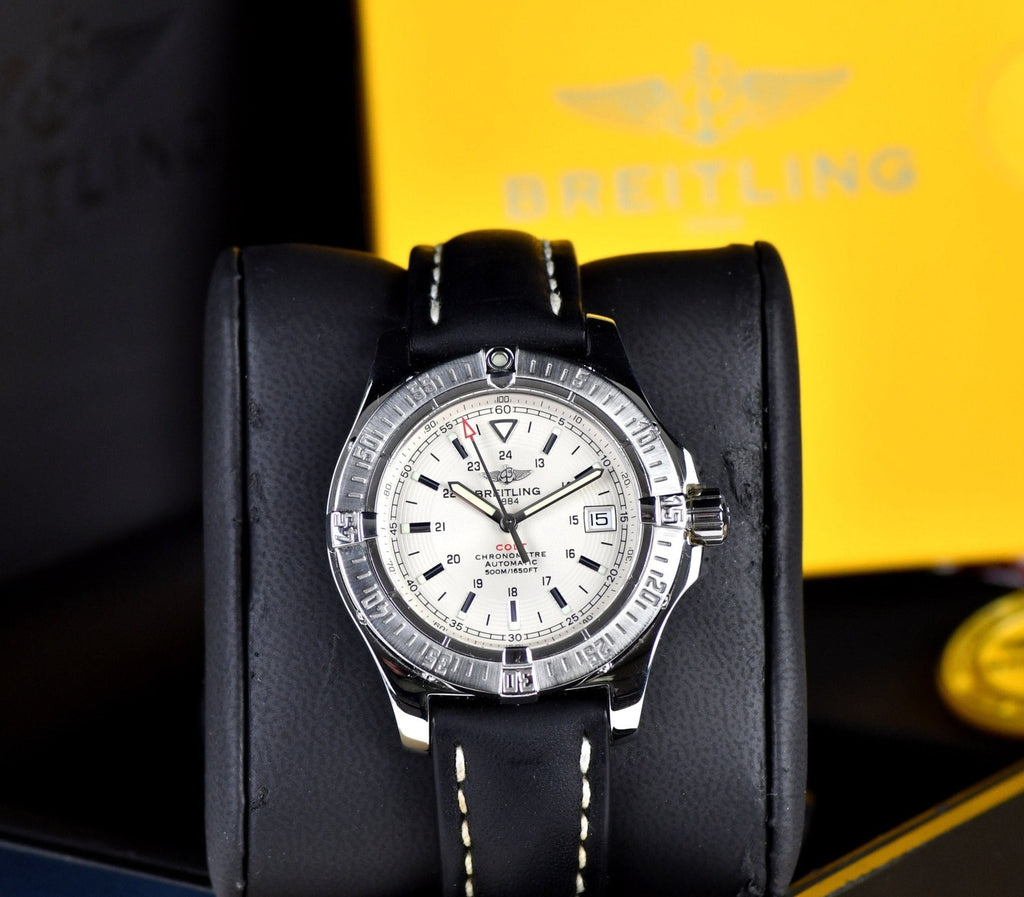  Shop Authentic Breitling Colt 44mm Automatic Silver Dial Black Leather Mens Watch - A1731311/G820/428X - Luxxuri
