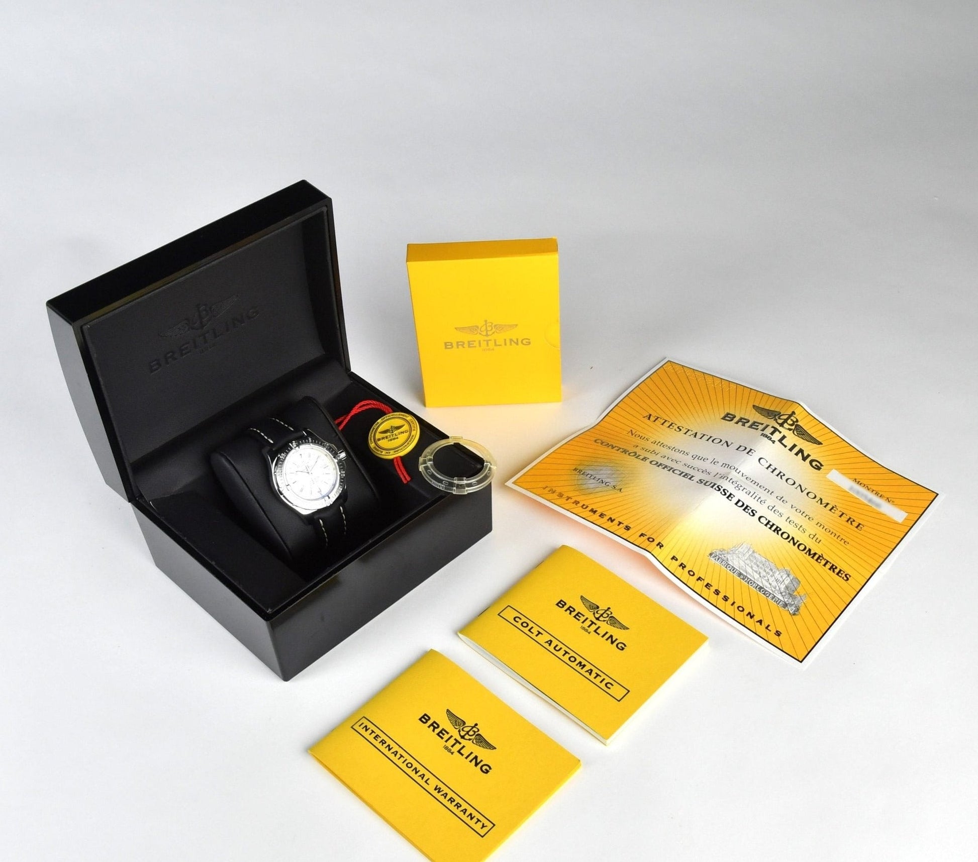  Shop Authentic Breitling Colt 44mm Automatic Silver Dial Black Leather Mens Watch - A1731311/G820/428X - Luxxuri