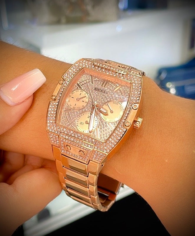  Shop Authentic Guess Raven Diamonds Rose Gold Dial Rose Gold Steel Strap Watch for Women - GW0104L3 - Luxxuri